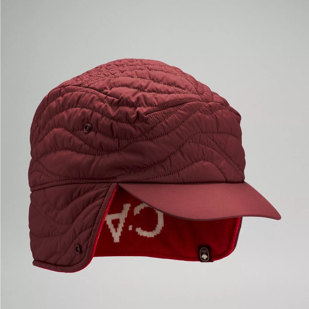 New Lululemon Team Canada Unisex Quilted Trapper Hat Size XS/S Red